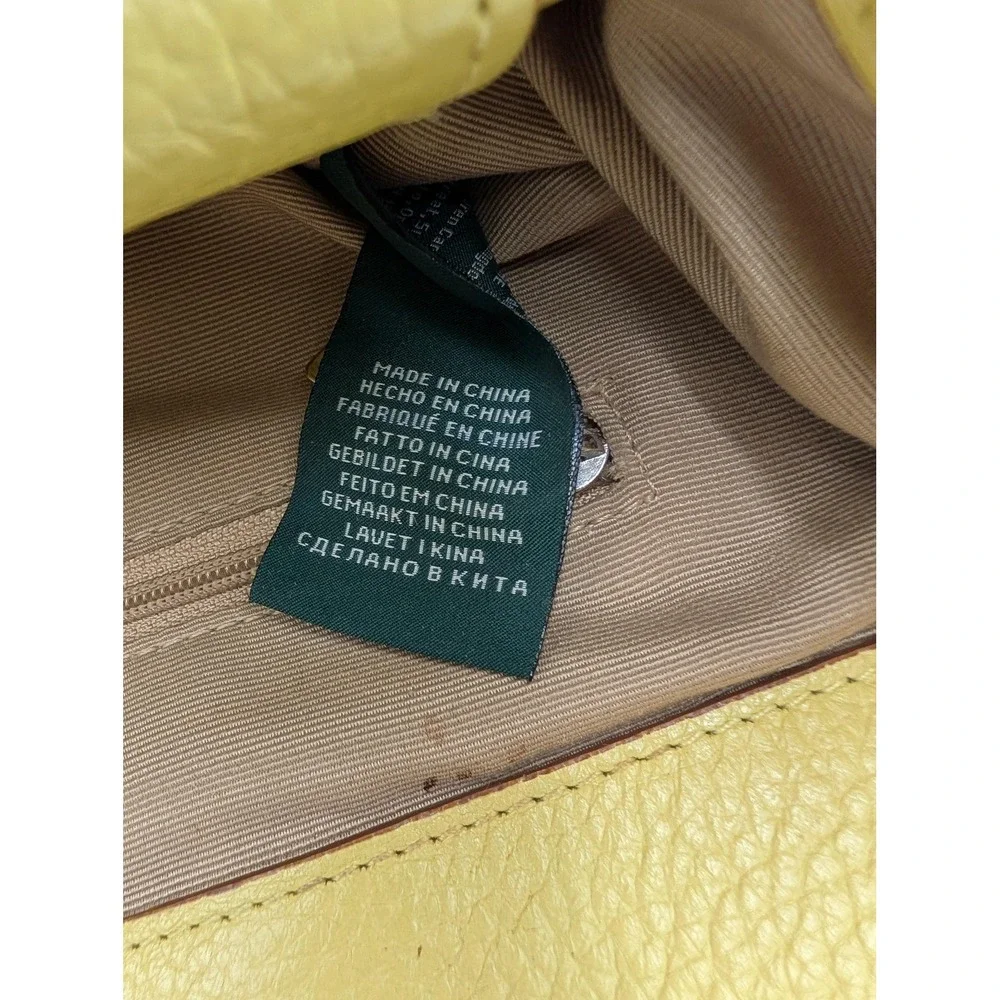Lauren Ralph Lauren Satchel Bag Womens Medium Yellow Leather Shoulder Purse